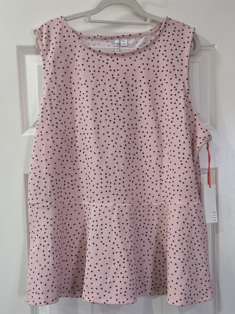 Elle Stylish Pink Polka Dot Peplum Top